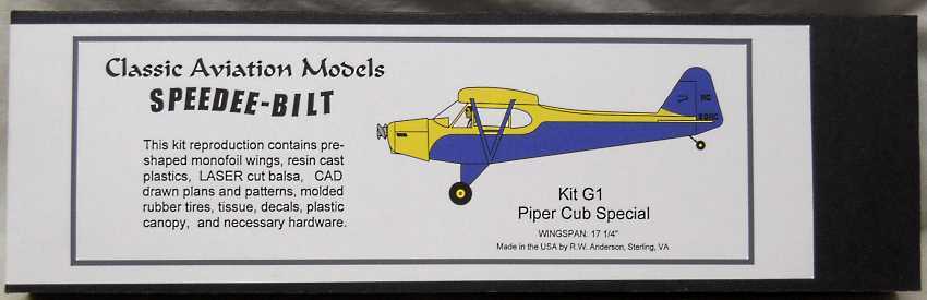 Classic Aviation Models Piper Cub Special Speedee-Bilt Flying Aircraft - (ex-Monogram), G1 plastic model kit